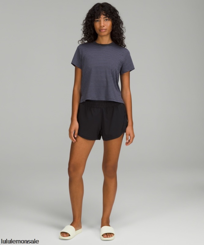 Lululemon Damen DELULU323 | Peri Lila Klassisch Geschnittenes T-shirt Aus Einer Baumwollmischung